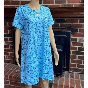 Women's Cabana Life Shift Dress Size M Short Sleeve Pockets‎ Blue,UPF 50 New
